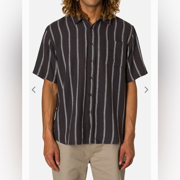 Katin Other - NWT Katin Men's Alan Charcoal Striped Button Down Shirt Linen Cotton Blend